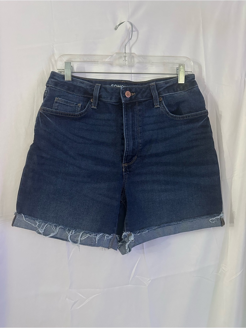Sonoma Dark Blue Frayed Hem Denim Shorts